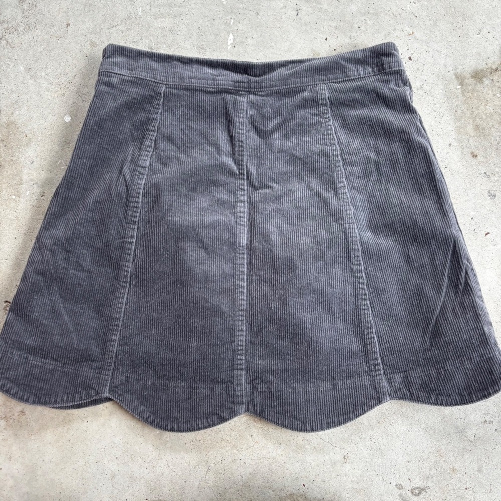 Altard State Corduroy Mini Skirt Gray‎ Scalloped Hem Casual Flared small